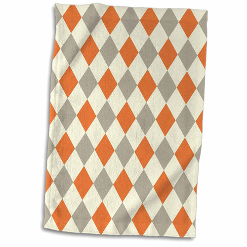 3dRose Florene - Small Patterns - Image of Orange and Taupe Checkerboard - Towels (twl-233714-1)