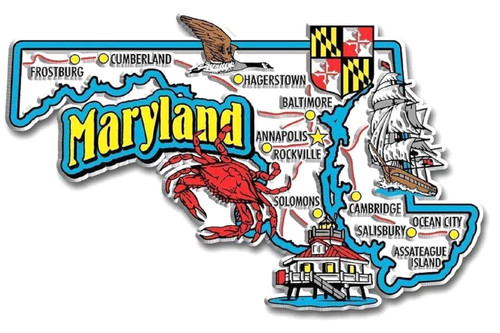 Maryland Jumbo State Map Fridge Magnet