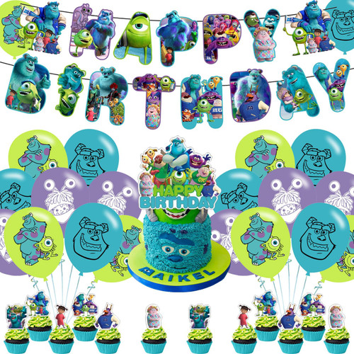 ???????? ??? Themed Birthday Party Supplies Set Happy Birthday Banner, Cake Topper, Cupcake Toppers, Balloons for Monsters University Kids Party Decorations ???????? ??? Themed Birthday Party Supplies Set Happy Birthday Banner, Cake Topper, Cupcake Toppers, Balloons for Monsters University Kids Party Decorations