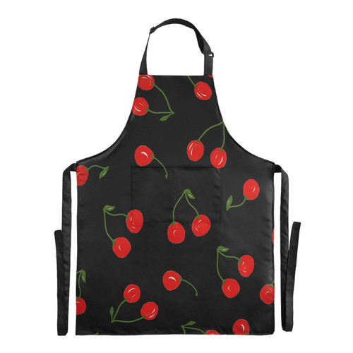 YETTASBIN Cherry Bib Apron for Women Men, Waterproof Long Kitchen Aprons with Adjustable Neck & 2 Large Pocket for Chef Cooking Baking Gardening