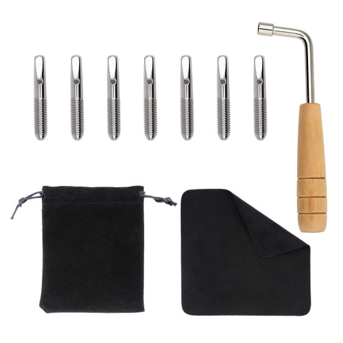 INKNOTE 7 PCS Tuning Pin widely for Lyre Harp,Zithers,Harpsichord,Dulcimer,and other Primitive Stringed Instruments, with L-shape Tuning Wrench Gooseneck Tuning Hammer Lever and dust-free cloth