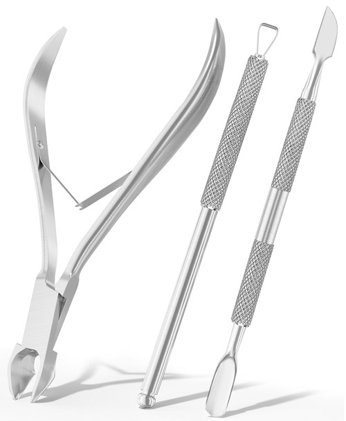 Utopia Care Cuticle Trimmer with Cuticle Pusher, Nail Cuticle Trimmer Set, Manicure Kit, Pedicure Kit, Sharp Cuticle Nippers Professional, Nail Cuticle Pusher Tool, Cuticle Remover Tool Kit (Silver)