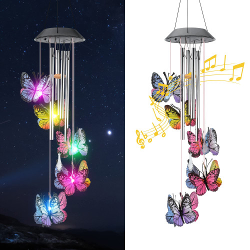 Solar Wind Chimes, Solar Butterfly Wind Chimes, Outdoor Solar Wind Chimes Change Colors, Decor Solar Butterfly Wind Chimes Lights for Patio Yard Garden Home Solar Wind Chimes, Solar Butterfly Wind Chimes, Outdoor Solar Wind Chimes Change Colors, Decor Solar Butterfly Wind Chimes Lights for Patio Yard Garden Home