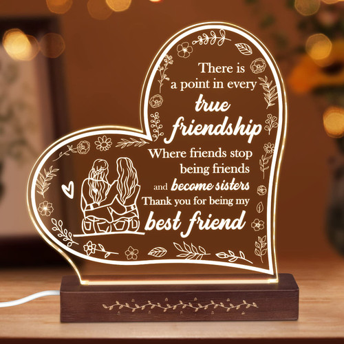 Friendship Gifts for Women, Dimmable Night Light, Long Distance Best Friend Birthday Gifts for Her, Unique Bestfriend Gifts Bestie Gifts BFF Gifts for Woman, Soul Sister Gifts for Women