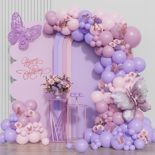 Butterfly Balloon Garland Arch Kit 149PCS Pink and Purple Balloons with Purple Fairy Wings Butterfly Foil Balloon and Butterfly Stickers for Girl Birthday Bridal Shower Baby Shower Party Decorations Butterfly Balloon Garland Arch Kit 149PCS Pink and Purple Balloons with Purple Fairy Wings Butterfly Foil Balloon and Butterfly Stickers for Girl Birthday Bridal Shower Baby Shower Party Decorations