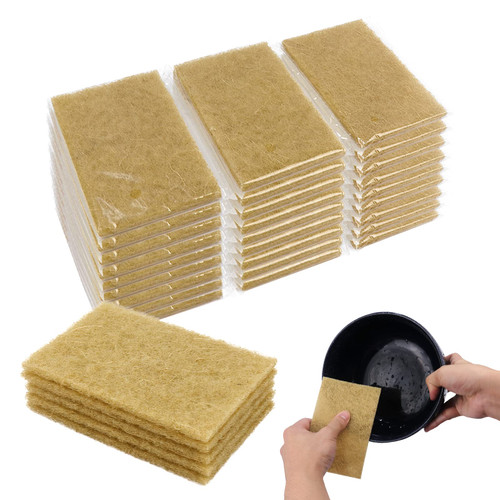 Natural Sponges, Individually Wrapped Non Scratch Kitchen Cleaning Sponge Heavy Duty Scouring Pad Cellulose Coconut Scrubbing Pads Scrub Pads for Dishes Cleaning (Pack of 24)