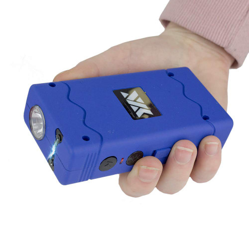 Day Zero Survival New DZS Rechargeable Stun Gun with Safety Disable Pin - LED Flashlight - Blue