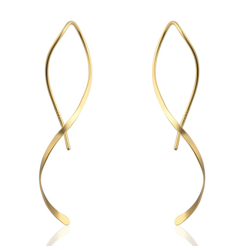 14K Gold Threader Earrings Spiral Earrings Pull Through Earrings Twisted Earrings Dangle Earrings Handmade Drop Earrings for Women Trendy