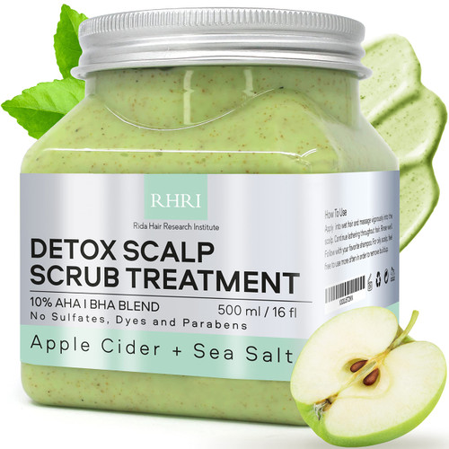 16 fl oz Apple Cider & Sea Salt Green Scalp Scrub Sulfate-Free | 10% AHA & BHA | Exfoliating Hair & Scalp Treatment for Detox, Dandruff & Build-Up | Scalp Exfoliator Hair Scalp Scrub | Refreshing 16 fl oz Apple Cider & Sea Salt Green Scalp Scrub Sulfate-Free | 10% AHA & BHA | Exfoliating Hair & Scalp Treatment for Detox, Dandruff & Build-Up | Scalp Exfoliator Hair Scalp Scrub | Refreshing