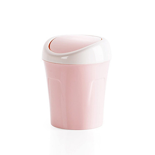 Yirepny Desktop Trash Can, Mini Wastebasket Trash Can with Lid, Waste Bin, Garbage Trash Bin, Small Trash Can, Waste Basket, Recycle Can, Desktop Organizer for Home Kitchen Office Pink
