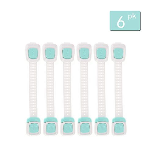 Child Safety Lock- Adjustable Lock Latches for Baby Proof Cabinets, Latches For Cabinets, Drawers, Appliances, Toilet Seat, Fridge, Oven & More, Blue, 6 Pack