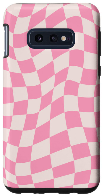 Galaxy S10e Swirl Checkered Pink Vintage Checkerboard Case
