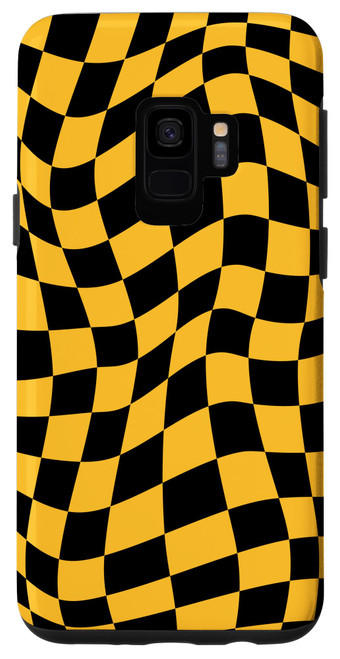 Galaxy S9 Swirl Checkered Yellow Vintage Checkerboard Case
