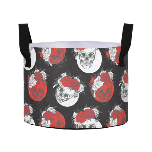 Sinestour Rose Skull Grow Bags 7 Gallon Fabric Pots with Handles Heavy Duty Pots for Plants Thickened Nonwoven Aeration Plant Grow Bag for Tomato Potato Fruits Flowers Garden