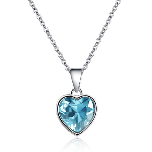 Heart Aquamarine Necklace 925 Sterling Silver Pendant Crystal Necklace Aquamarine Jewelry Gem Necklace Birthstone Necklaces for Women Heart Aquamarine Necklace 925 Sterling Silver Pendant Crystal Necklace Aquamarine Jewelry Gem Necklace Birthstone Necklaces for Women
