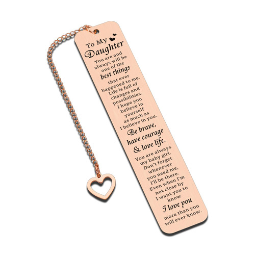 Daughter Birthday Valentine Day Gift Bookmark to My Daughter Gift from Mom Dad for Stepdaughter 16th 18th Birthday Gift for Teen Girls Graduation Stocking Stuffer Christmas Cheer Up Gifts for Her