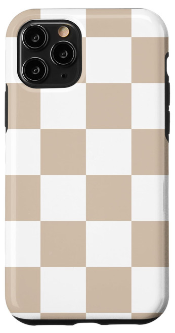 iPhone 11 Pro Brown and Light Beige Classic Checkered Big Checkerboard Case