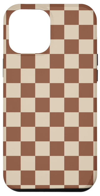 iPhone 13 Pro Max Classic Checkered Brown Checkerboard Beige Retro Aesthetic Case