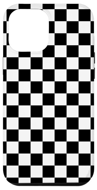 iPhone 15 Plus Checkerboard Squares Race Black Classic Checkered Pattern Case