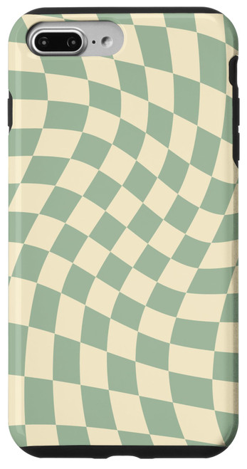 iPhone 7 Plus/8 Plus Classic Wavy Green Checkered Retro Checkerboard Pattern Case