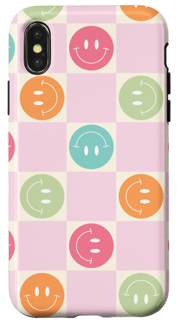 iPhone X/XS Checkered Pastel Pink Checker Checkerboard Preppy Pattern Case