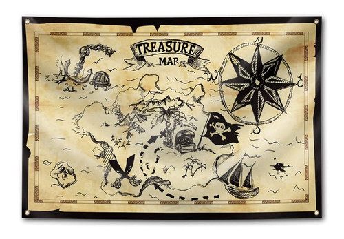 TTXUNG Treasure Map Tapestry 4X6 FT, Treasure Map Nautical Wall Tapestry,Tapestry for Men Cave,Funny Map Tapestry Room Decor for Men,Pirate Decor.