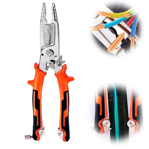 BUIMIT 9in1 Wire Stripper Pliers Tool with Tail Cutter, 8"Multifunctional Wire Stripping Crimping Tool for Electrician & Lineman