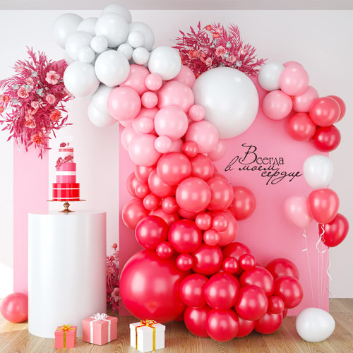 Red Pink Balloon Arch, 116PCS Red Pink Balloon Garland Kit with White Pink Macaron Red and Red Balloons, Red Pink Balloon Garland for Baby Shower Engagement Bridal Shower Wedding Anniversary Party Red Pink Balloon Arch, 116PCS Red Pink Balloon Garland Kit with White Pink Macaron Red and Red Balloons, Red Pink Balloon Garland for Baby Shower Engagement Bridal Shower Wedding Anniversary Party