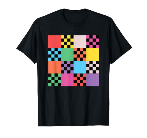 Retro Colorful Checkered Pattern Checkerboard Men Women T-Shirt