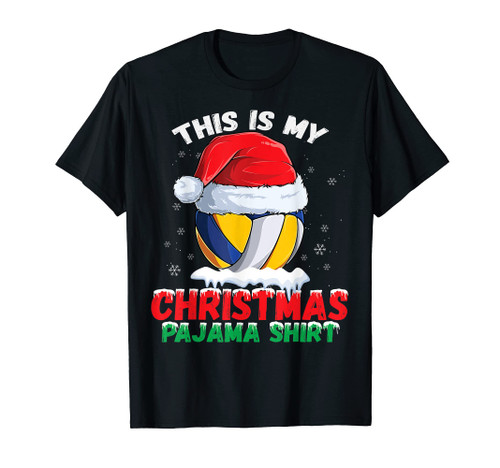 This Is My Christmas Pajama Shirt Volleyball Santa Hat Boys T-Shirt This Is My Christmas Pajama Shirt Volleyball Santa Hat Boys T-Shirt