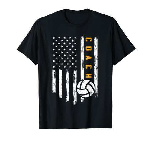 Volleyball Coach American Flag Design Funny Trainer Coaching T-Shirt Volleyball Coach American Flag Design Funny Trainer Coaching T-Shirt