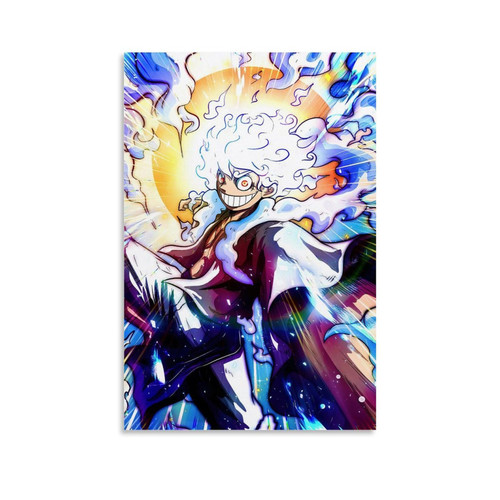 Jkeyfody Anime Posters OP Luffy Gear 5 Form Canvas Posters Wall Art Hanging Pictures Modern Decoration Poster 12x18inch(30x45cm)