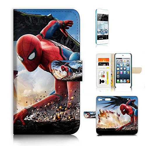 (for iPod Touch 5 6 / iTouch 5 6) Flip Wallet Case Cover & Screen Protector Bundle - A21310 Spiderman