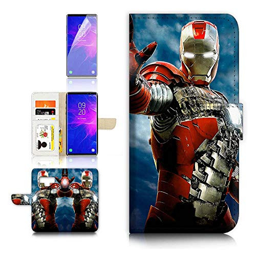(for Samsung Note 9, Galaxy Note 9) Flip Wallet Case Cover & Screen Protector Bundle - A21718 Ironman