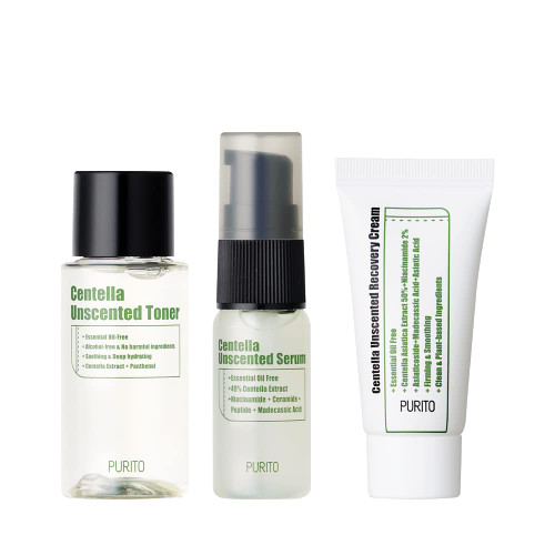 PURITO Centella Unscented line Travel kit (Mini) / Toner 30ml, Serum 15ml, Cream 12ml PURITO Centella Unscented line Travel kit (Mini) / Toner 30ml, Serum 15ml, Cream 12ml