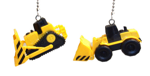 Wooden Androyd Studio Heavy Equipment Ceiling Fan Pull Chain Set Bulldozer & Bucket Loader (Dozer Loader)