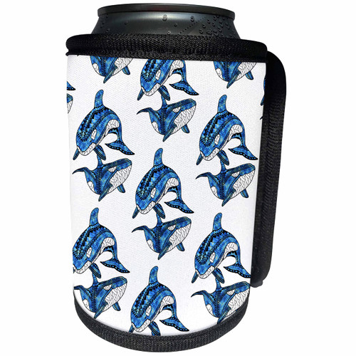 3dRose A tribal killer whale pattern of orcas. - Can Cooler Bottle Wrap (cc_350623_1)