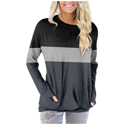 Shusuen Womens Long Sleeve Blouse 2023 Casual Blouse Printed Graphic Pullover Basic Tops Loose Fit Oversized Sweatshirt Long Sleeve Crop Top Women's Tops Dressy Casual?Small,1-Dark Gray?