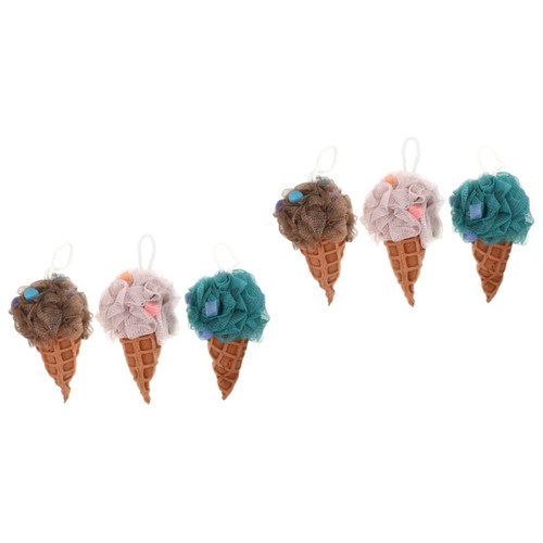 FOMIYES 6 Pcs Ice Cream Bath Ball Bath Tub Bath Scrubber Body Wash Sponge Bath Bubbles Kids Sponge Body Scrubber Luffa Cleaning Sponges Shower Body Scrubber Cleaning Wipe Child or The Face