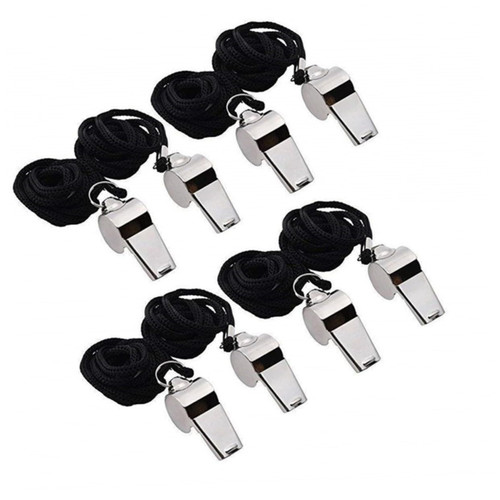 INOOMP 12pcs Sport Whistle Crisp Sound Whistle Referee Whistle Stainless Steel Whistle Loud Metal Whistle Lanyard Football 1800d