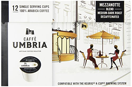 Caffe Umbria Single Serving Coffee Cups, Mezzanotte Decaf Blend, 12 Count