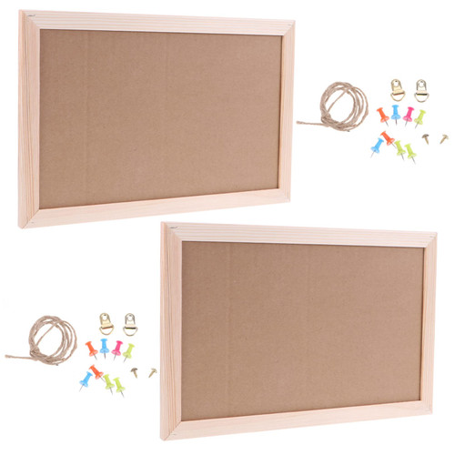 TEHAUX Single-Sided Cork Board Wall Pin up Board Cork Notice Board Decorative Cork Boards Cork Bulletin Board Anging Cork Board Notice Pin Board Office Photo Pine Wood Decorative Nails