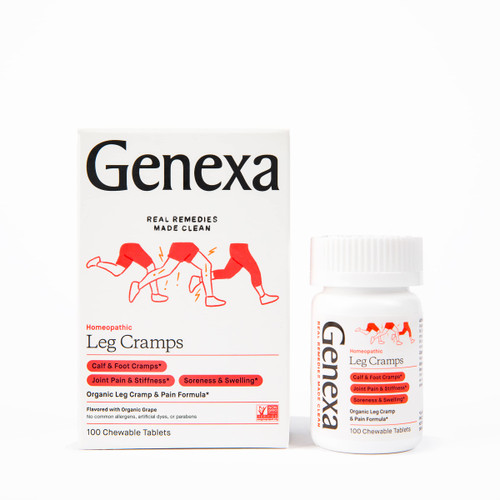 Genexa Leg Cramps - 100 Chewable Tablets - Leg Cramp Relief Remedy - Certified Vegan, Organic, Gluten Free & Non-GMO - Homeopathic Remedies
