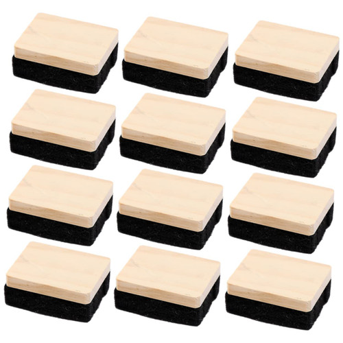 VILLFUL 12pcs Mini Blackboard Eraser Chalk Duster Dustless Chalkboard Eraser Wood Blackboard Cleaner Kid Erasers White Board Eraser Dry Erase Eraser for Kids Wooden Whiteboard Child Small