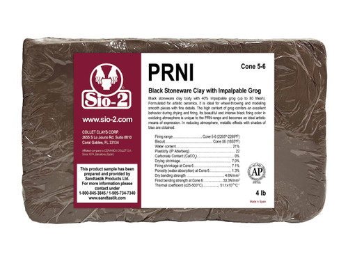 SIO-2 PRNI Black Stoneware High Fire Pottery Clay, 4.0 lb (1.8 kg) | Kiln-Fired Clay for Wheel-Throwing, Handbuilding & Modelling - Ready-to-Use