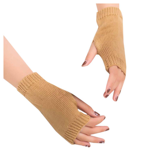 Womens Fingerless Gloves Wrist Warmers with Thumb Hole Winter Warm Knit Fingerless Gloves for Women and Men