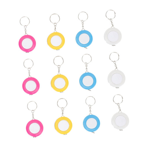 HOMSFOU 12 Pcs Small Tape Measure Mini Duct Tape Key Ring Tape Measure Button Tape Measure Mini Retractable Tape Measure Mini Tape Tailor Ruler Measure Inch Tape Key Chain Abs Body