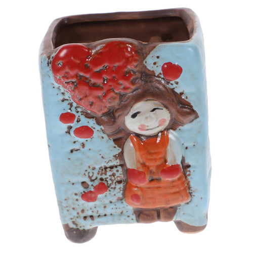 Kisangel Ceramic Flowerpot Small Ceramic Succulent Planter African Violet Pots Ceramic Flower Pot Flower Planting Pot Plants Pots Indoor Ceramic Planter Pot Korean Ceramics Girl Nursery