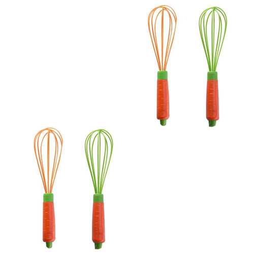 4 Pcs Silicone Whisk Blenders Carrot Egg Beater Whisk for Blending Kitchen Mixer Balloon Whisk Manual Egg Stirrer