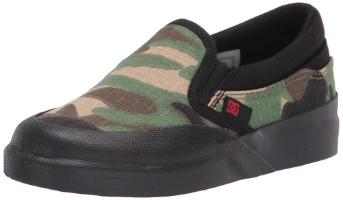 DC Boys Infinite Slip-ON Skate Shoe, BLACK/CAMO PRINT